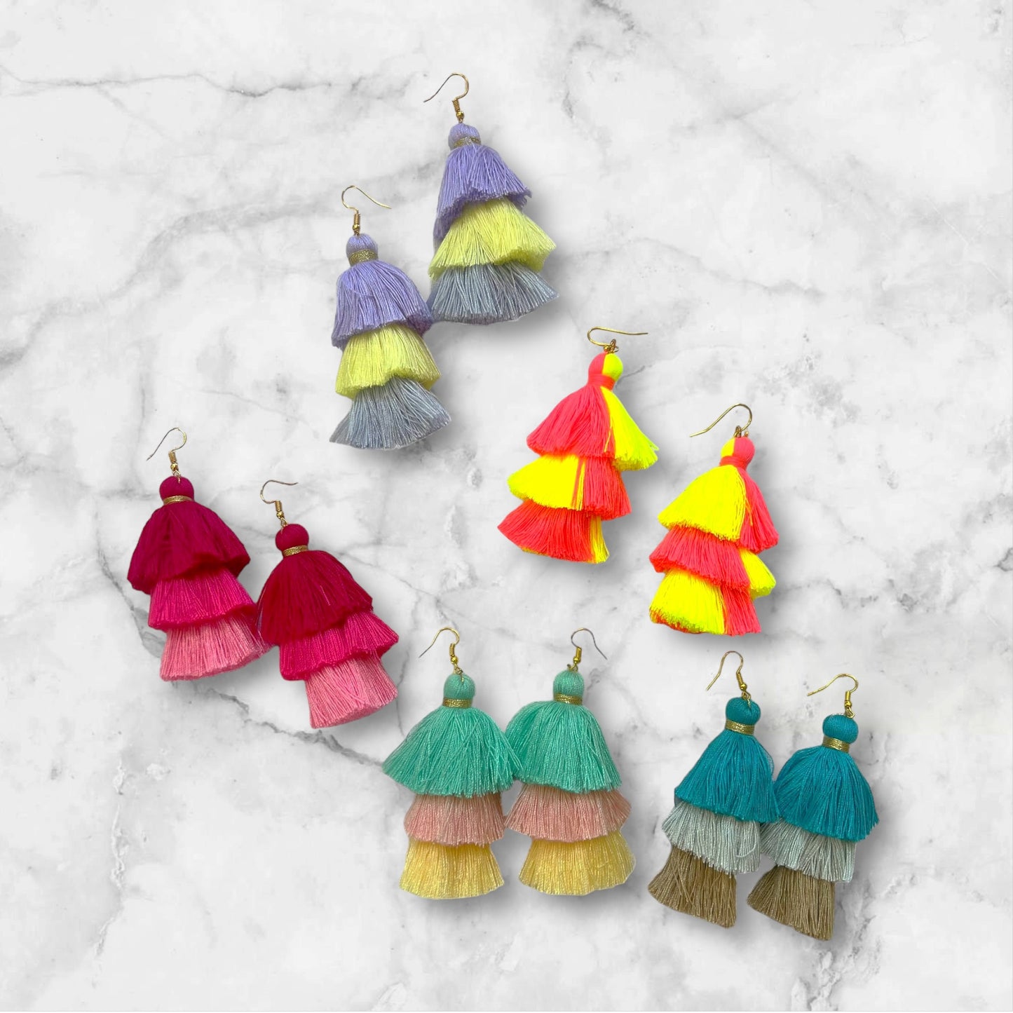 Stacy Stacked Tassel Earrings.
