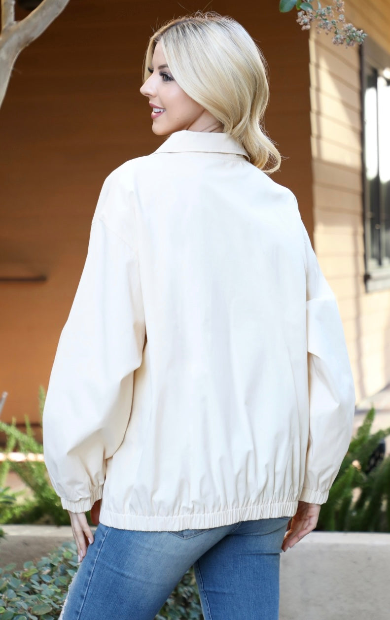 Save it for a Windy Day Ivory and Navy Windbreaker Jacket