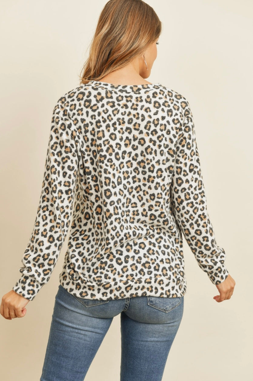 Leopard Print V Neck Top