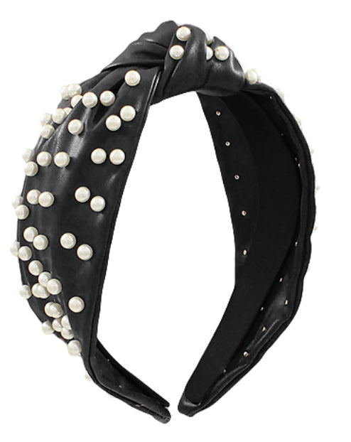 Pearl Leather Headband in a Mix of Colors