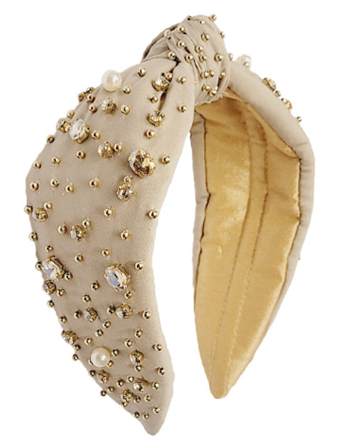 Pearl and Bejeweled Knotted Headband in a Variety of Colors