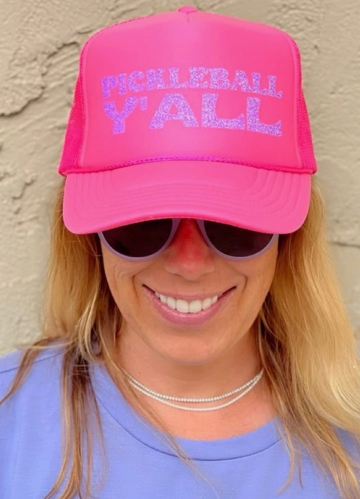 Pickleball Y’all Glitter Trucker Hat