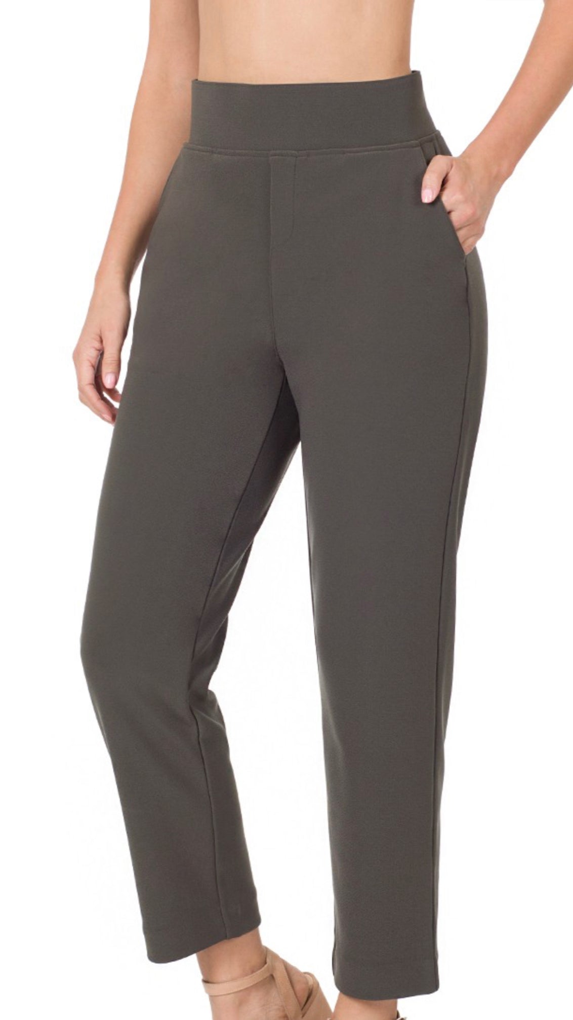 Delightful Must Have Pull On Work Pants in Teal and Ash Grey