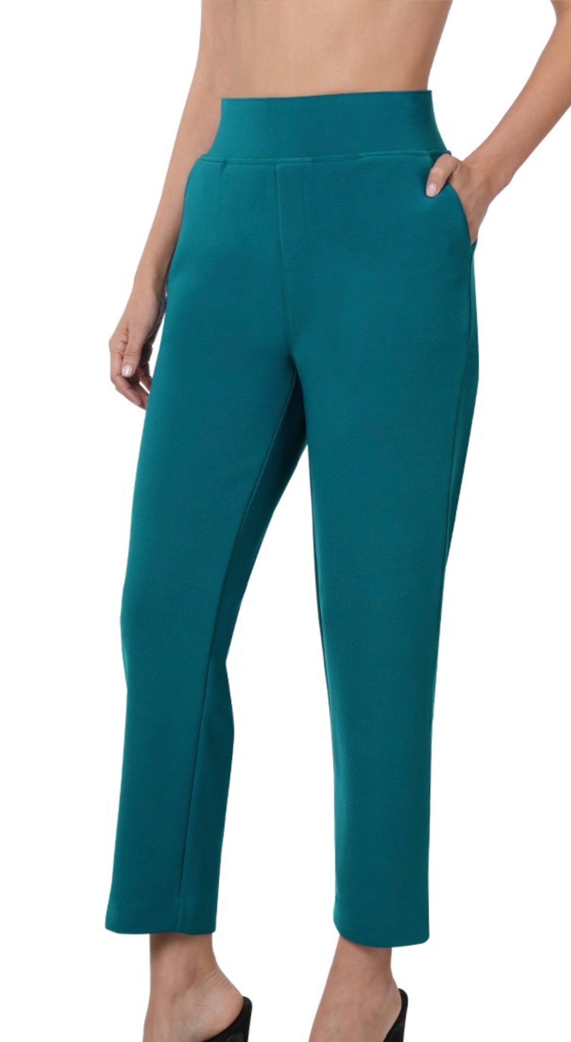Delightful Must Have Pull On Work Pants in Teal and Ash Grey – The