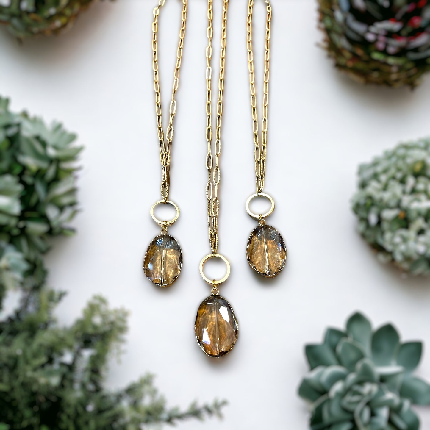 Smokey Mountain Glass Pendant Necklace