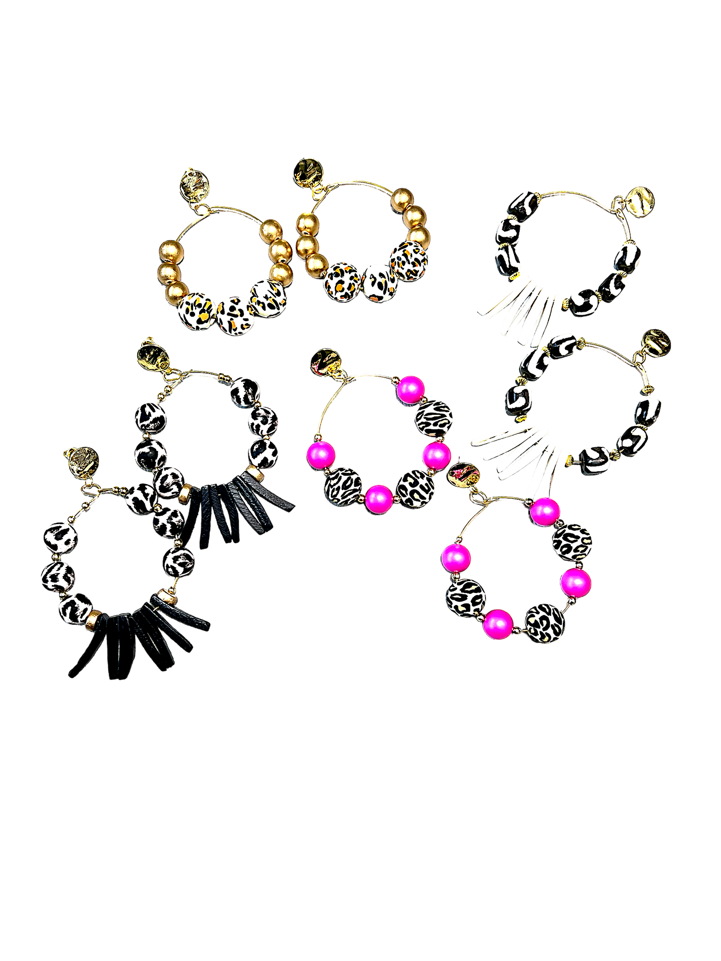 It’s A Jungle Out There Beaded Hoop Earrings