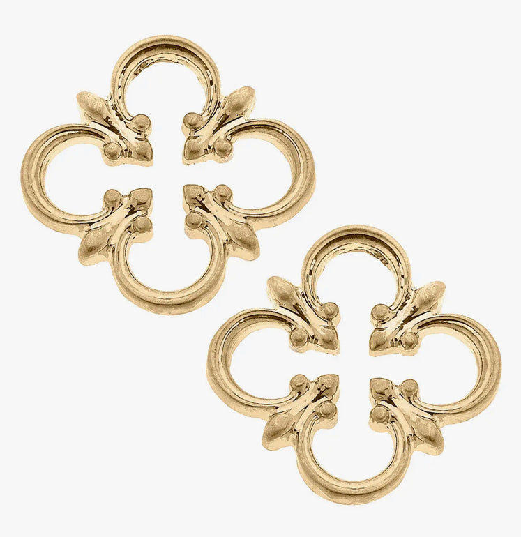 Hilda Worn Gold Quatrefoil Earrings