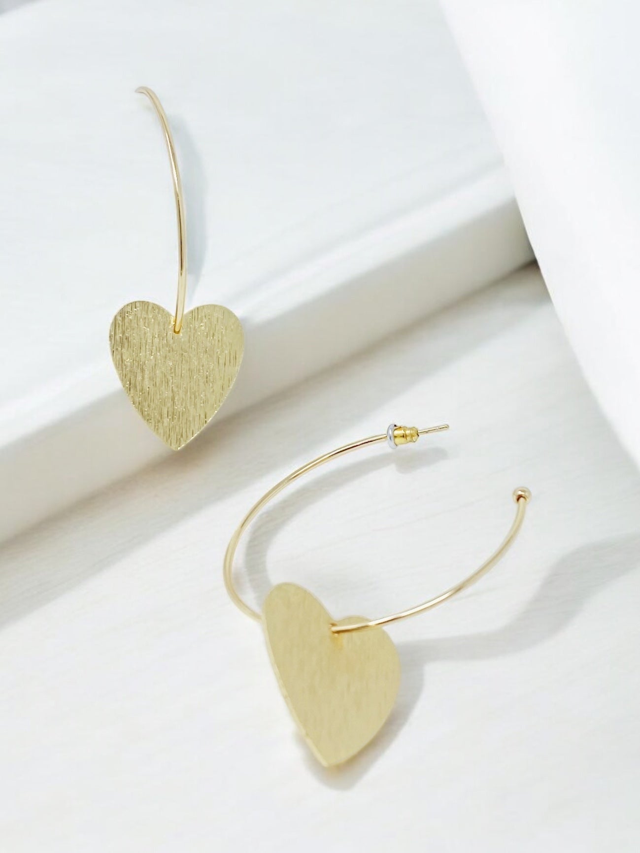 Gold Heart Hoop Earrings