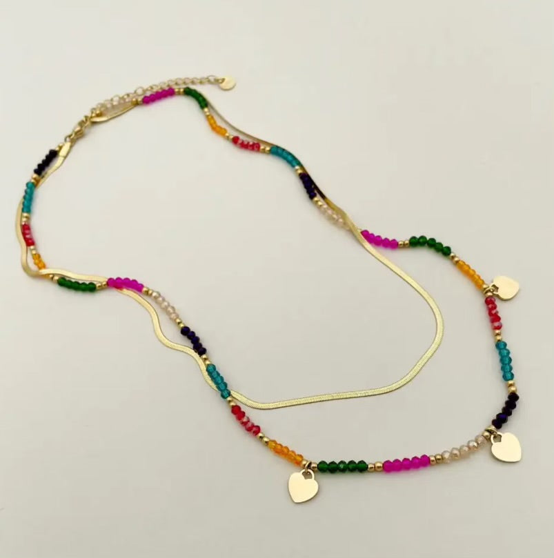 Multiple Gold Hearts Layer Necklace