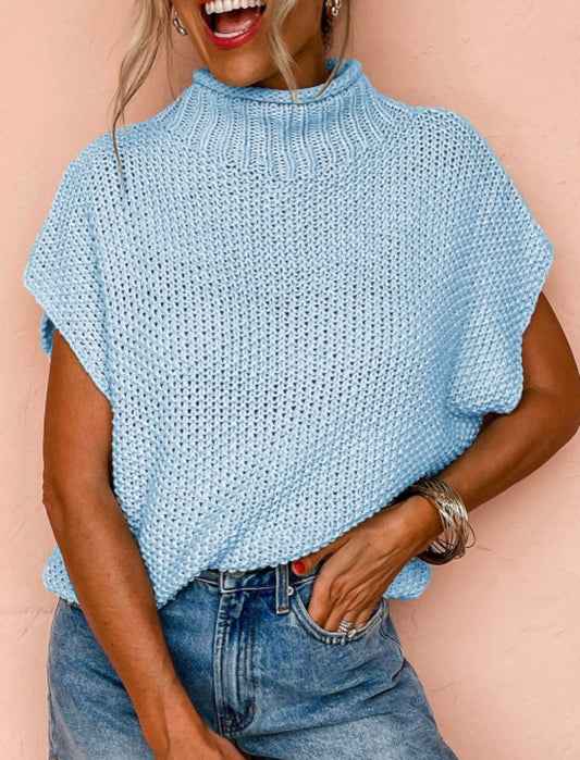 Powder Blue Short Sleeve Sweater