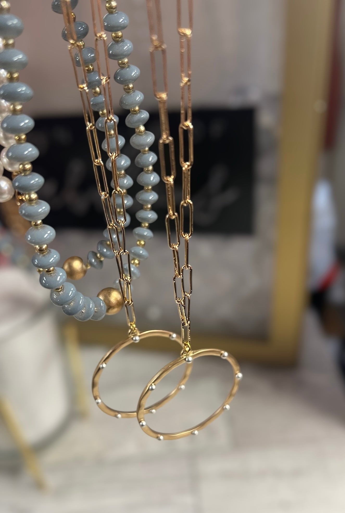 Poppy Gold Pearl Circle Necklace