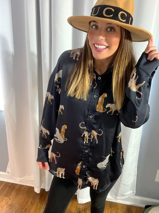 Black Spotted Cheetah Top