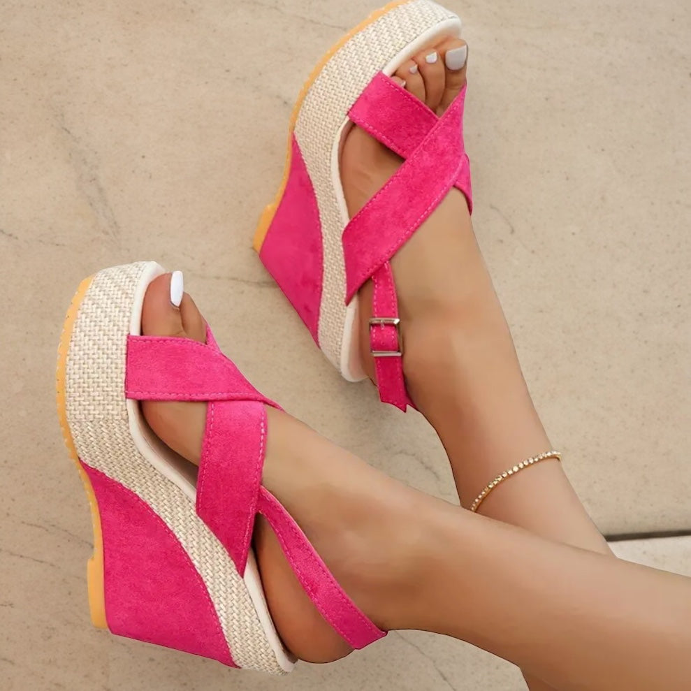 Perfectly Pink Wedge Sandals