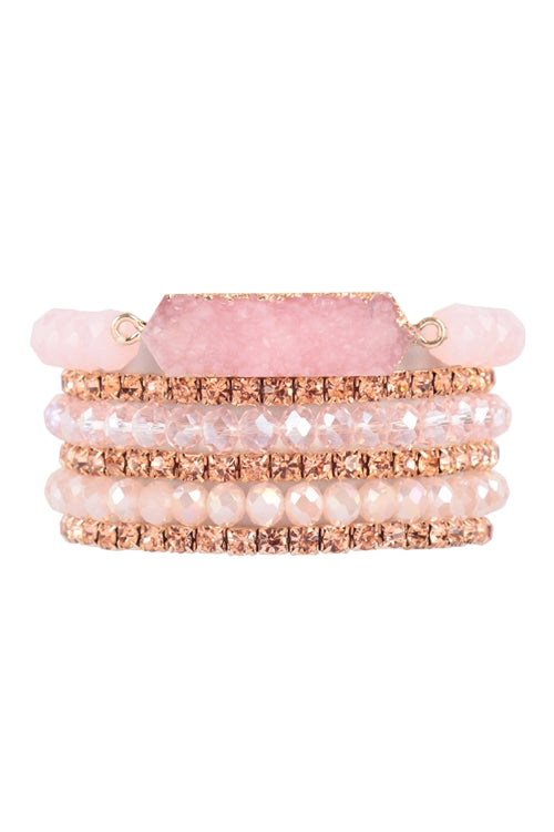 Druzy Pink Bracelet Stack Set