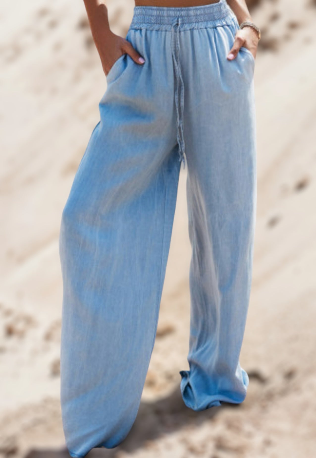 Robins Egg Denim Wide Leg Pants