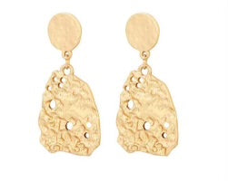 Gold Hammered Statement Earrings