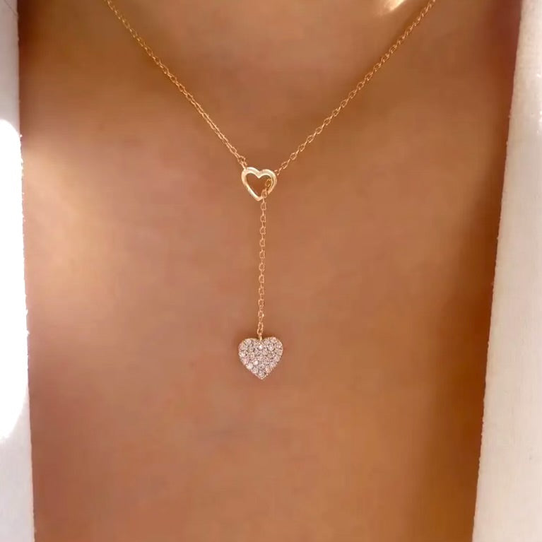 Pave Double Heart Necklace