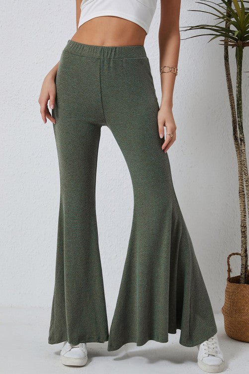 Green High Waisted Flare Pants