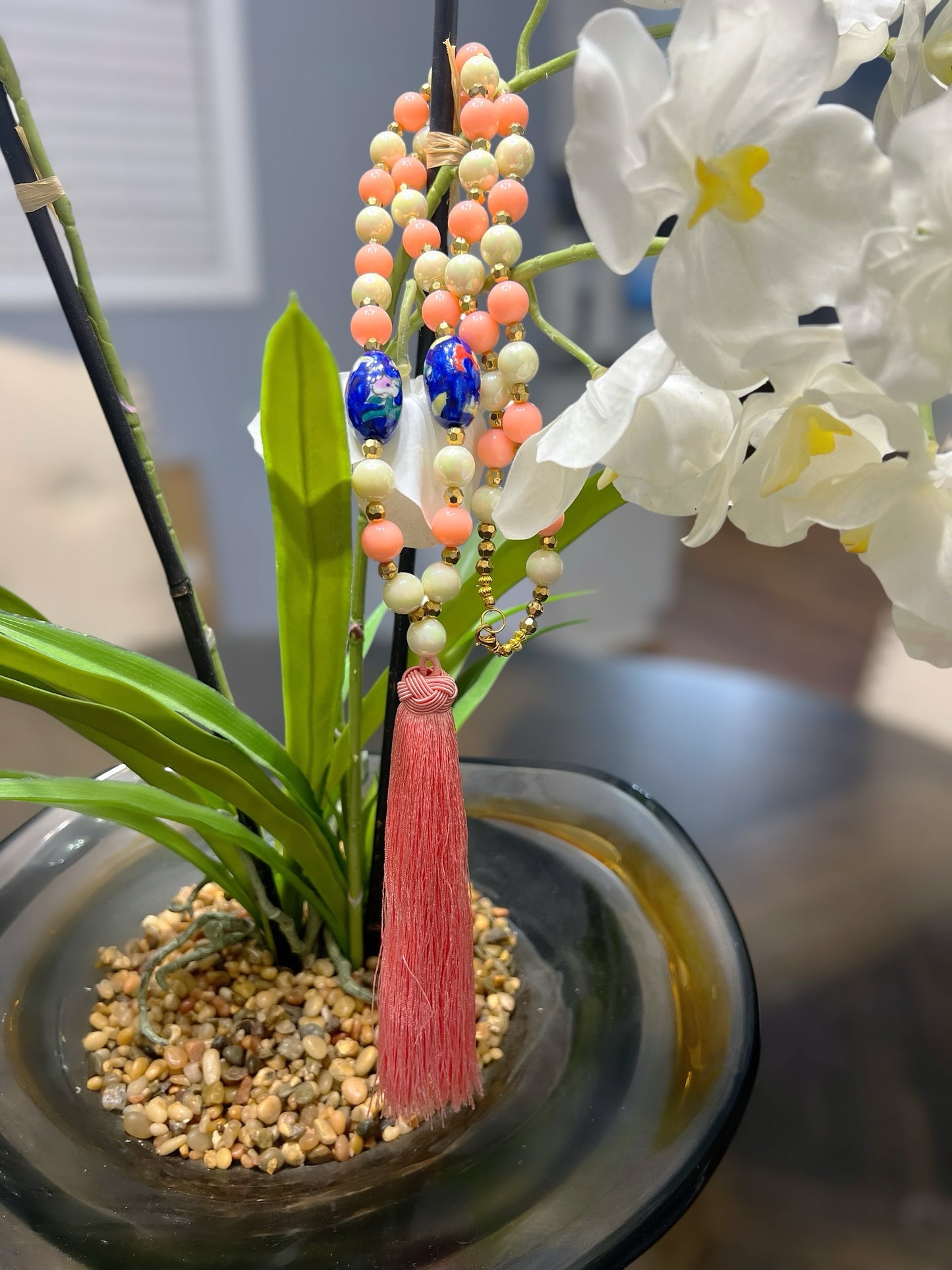 The Pink Palms Tassel Necklace