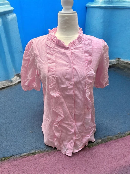 Crinkle Pink Blouse