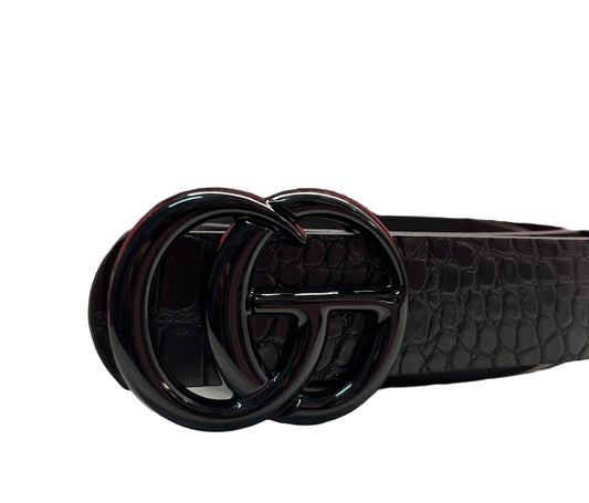 GG Enamel Belt Buckle (in Black, Taupe, and Cognac)