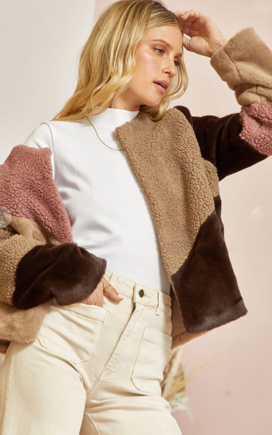 Starbucks Mocha Faux Fur Jacket