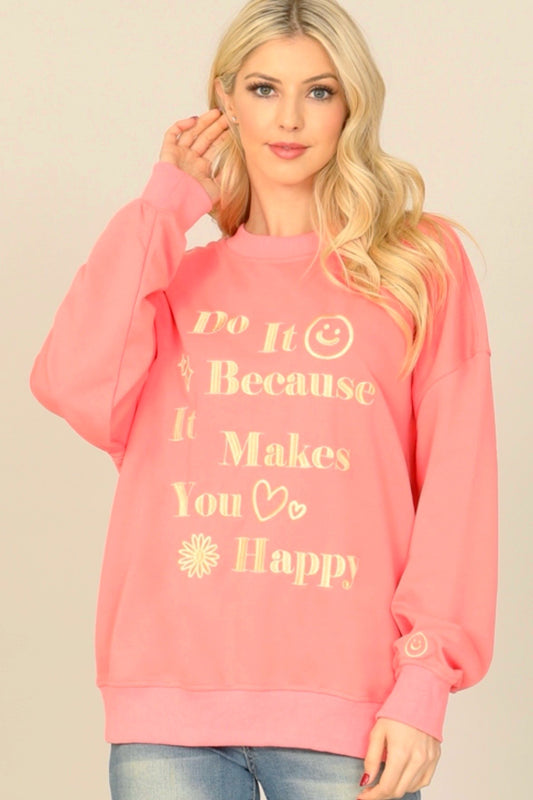 Coral Graphic Print Sweatshirt