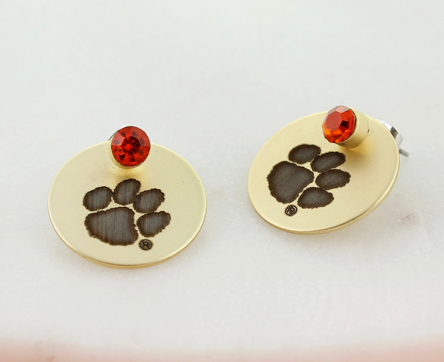 Clemson Game Day Gold Disc Earrings