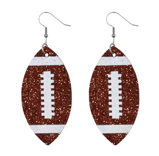 Glitter Football Earrings in Colors: Brown, Black, Royal Blue