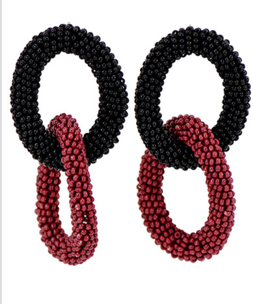 USC Gamecocks Oval Linked Seed Bead Earrings