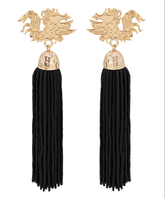 USC Gamecocks Tassel Earrings in Black or Garnet