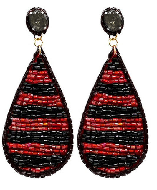 Garnet and Black Game Day Earrings