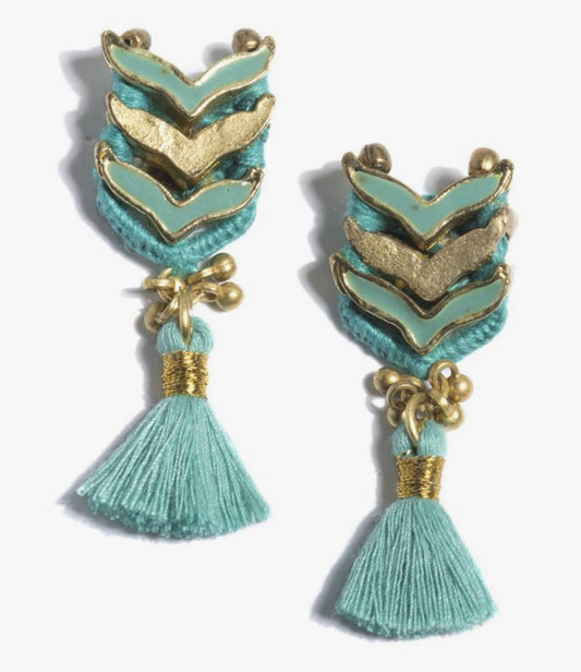 Teal Tassel CCU Game Day Earrings