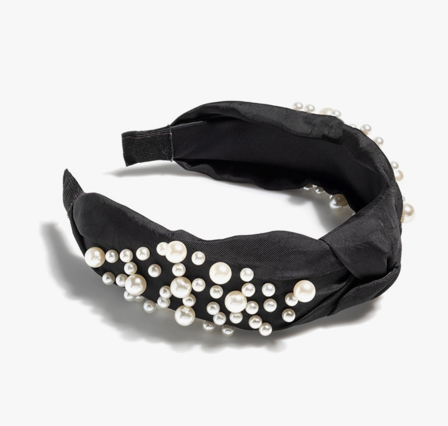 Black Knotted Pearl Embellished Headband