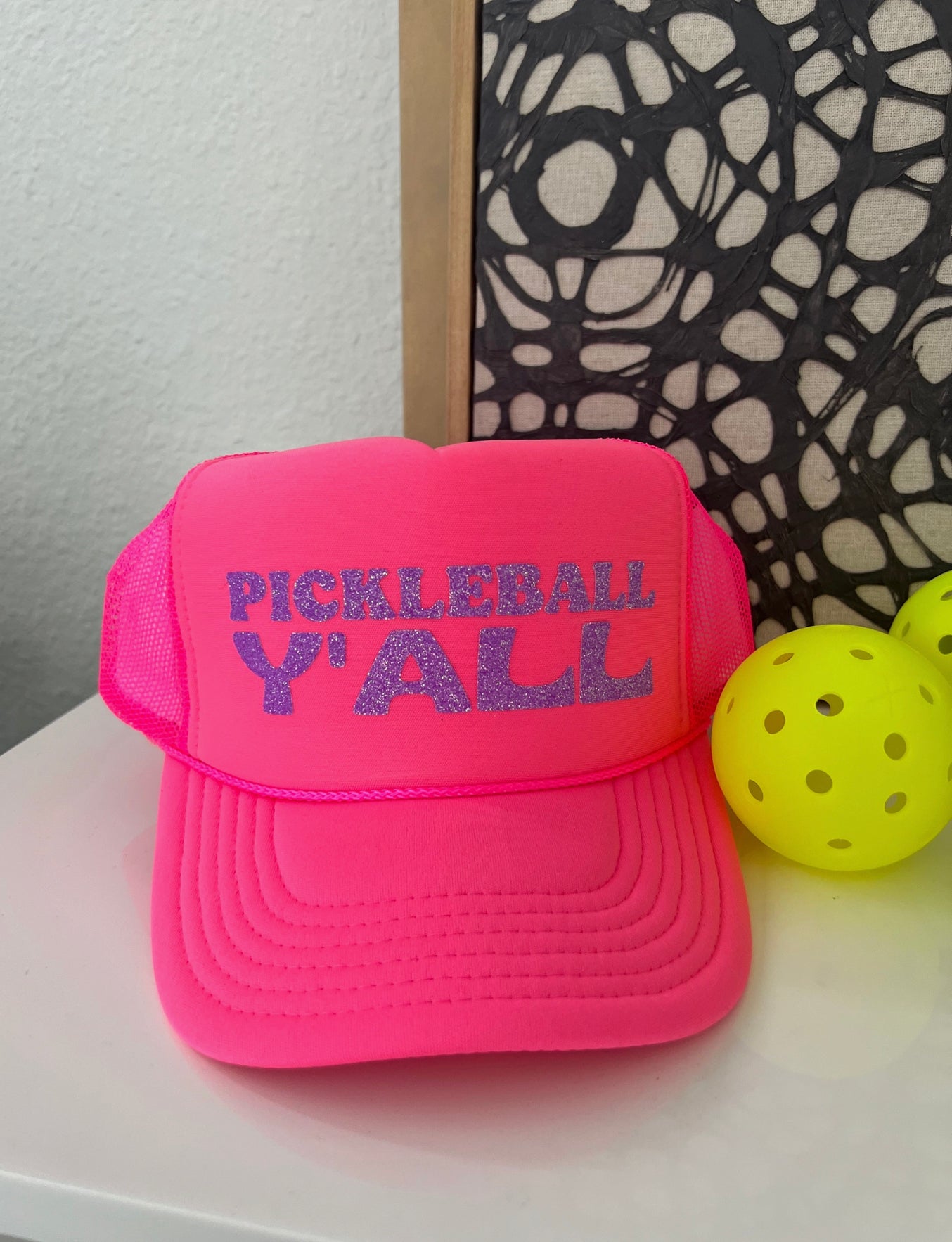 Pickleball Y’all Glitter Trucker Hat