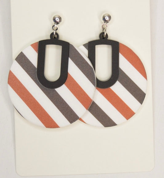 Garnet and Black Striped Gameday Earrings