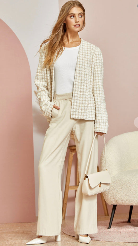 Tweed Jacket and Wide-Leg Trousers