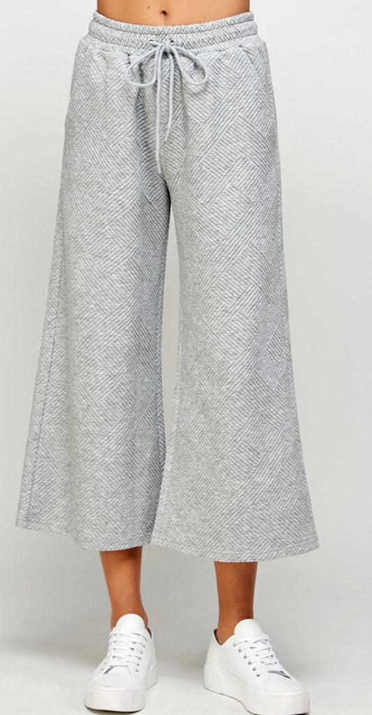 Grey Make Moves Textured Wide Leg Pants