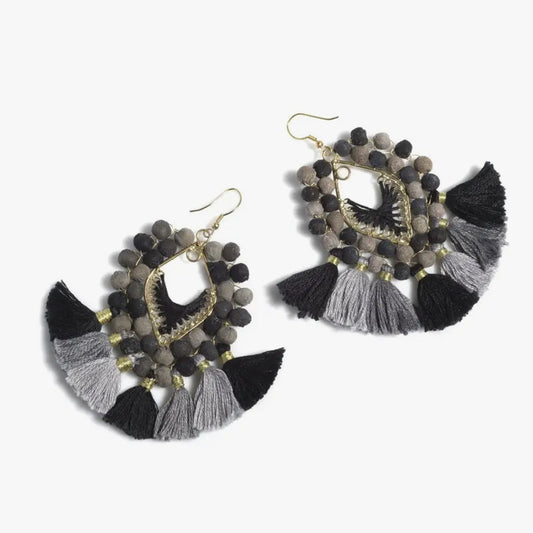 Talmage Black + Gray tassel Earrings