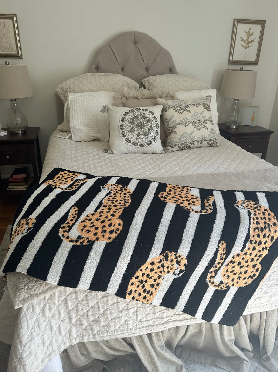 Black and White Striped Cheetah Throw Blanket