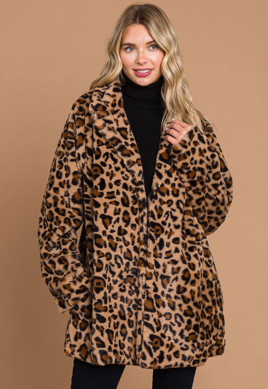 Wild Winter Faux Leopard Car Coat