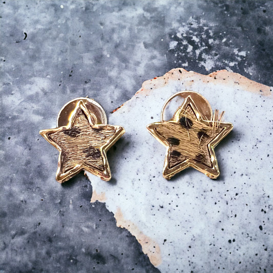 Cheetah Hair on Hide Star stud Earrings