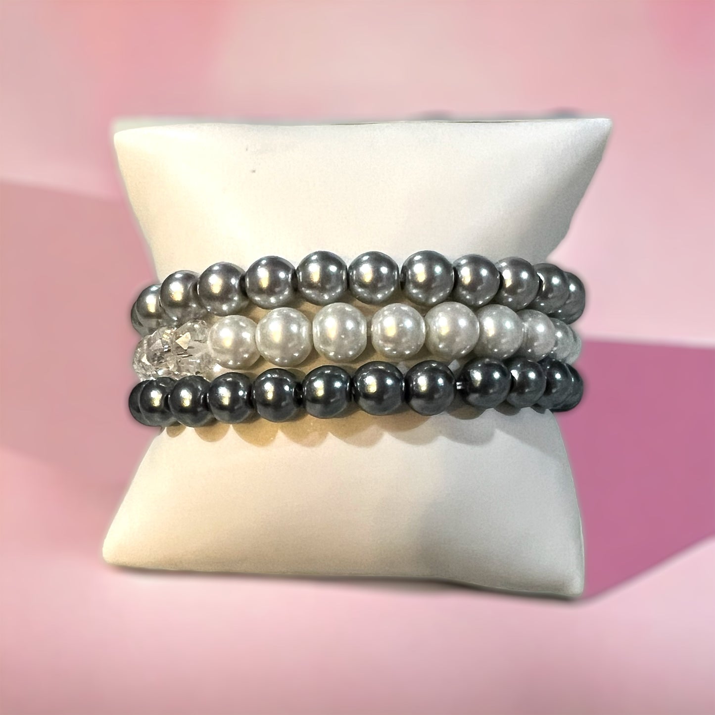 Shades of Gray Pearl Bracelet Stack