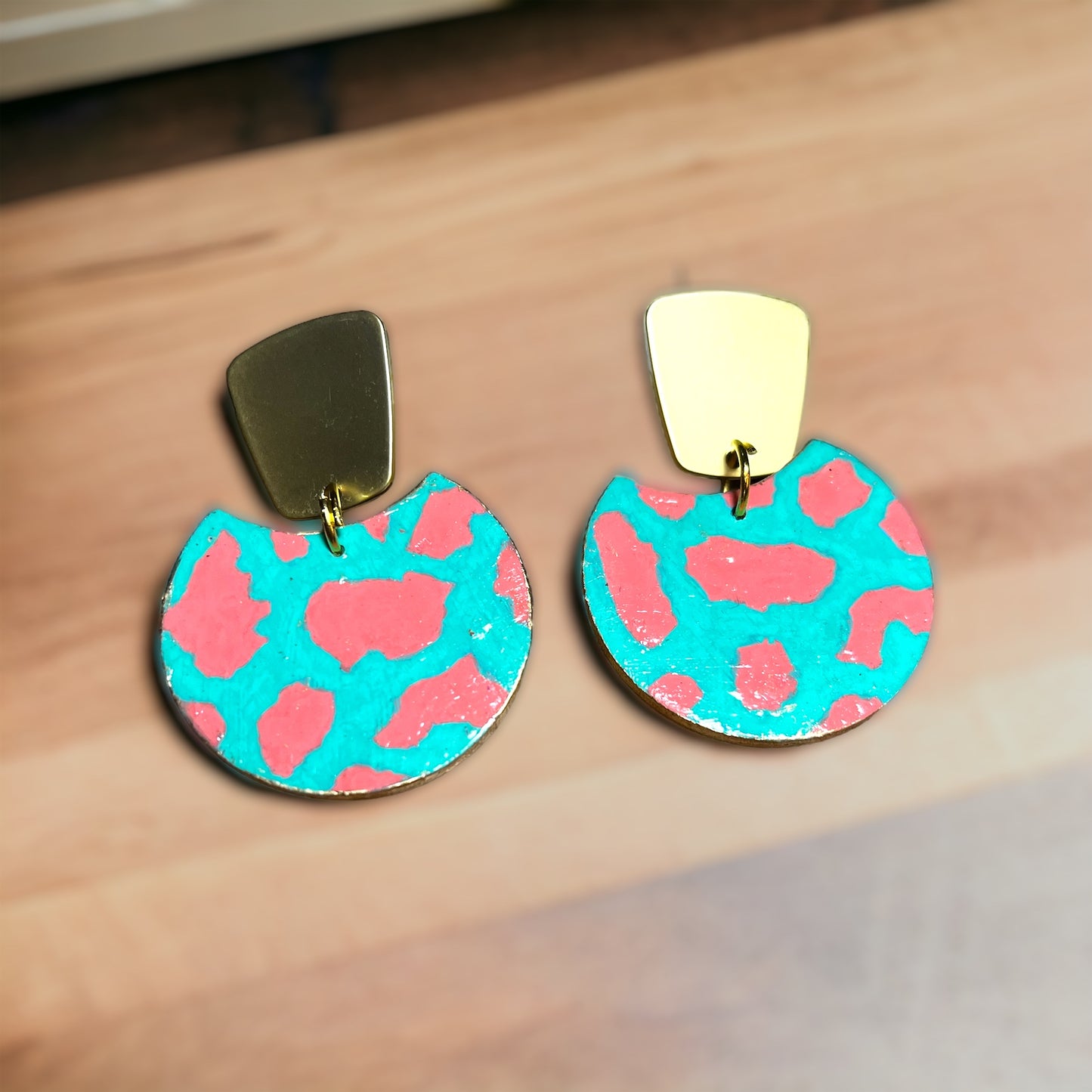Teal Turquoise Animal Print Earrings