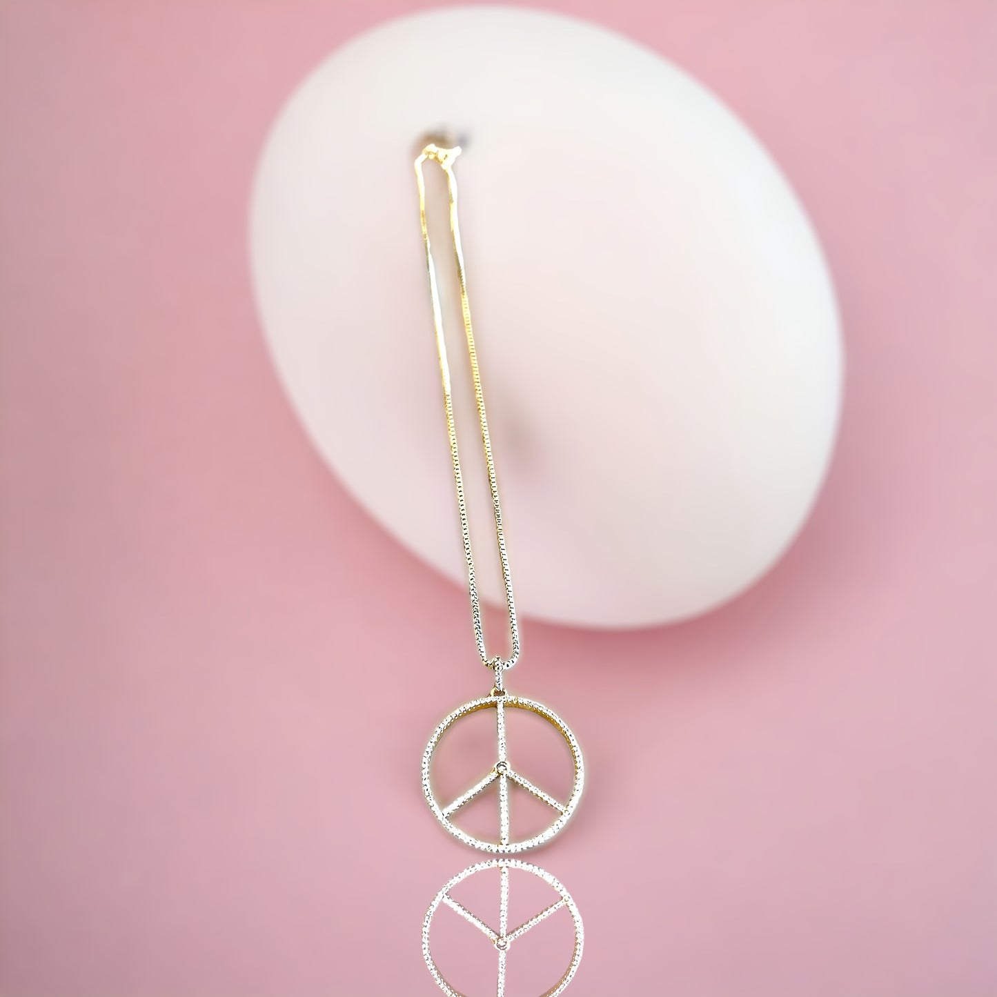 Pave Peace Sign Necklace