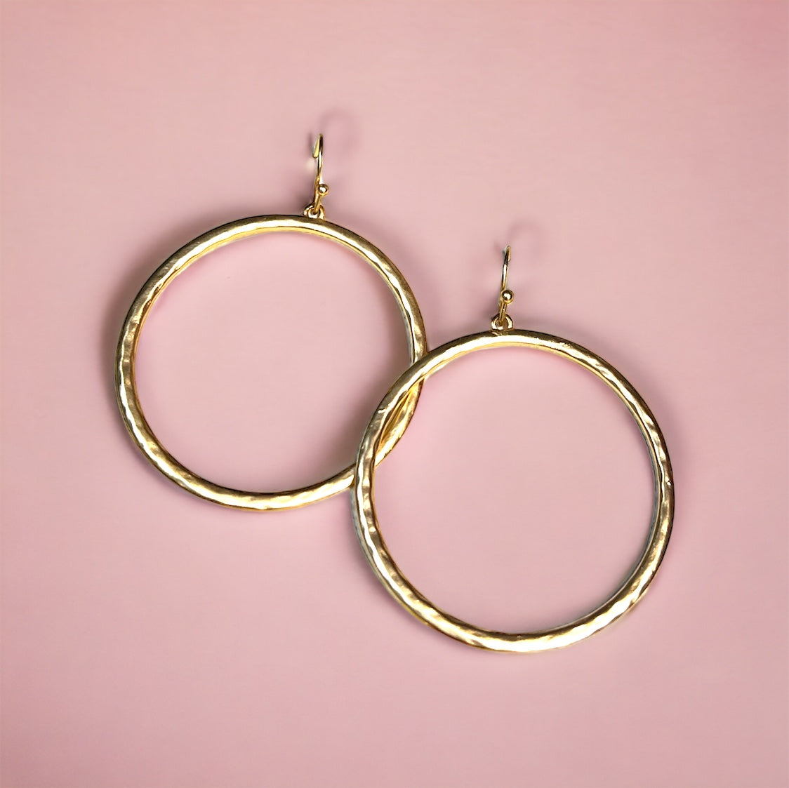 Hammered Gold Circle Earrings