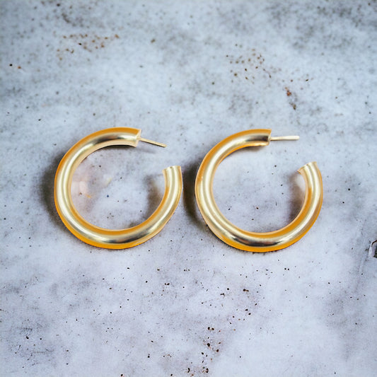 Large 2” 18k Gold Filled Chunky Hoop Earrings