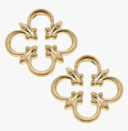 Hilda Worn Gold Quatrefoil Earrings