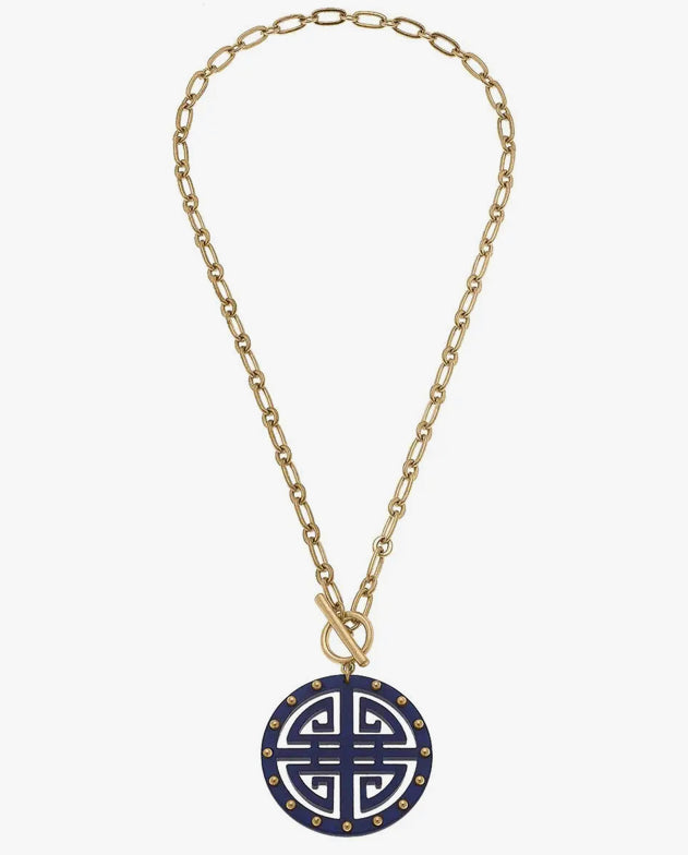 Blue Greek Key Necklace