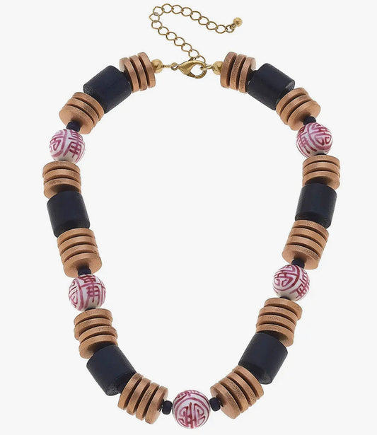 Lorelei Chinoiserie & Painted Wood Statement Necklace